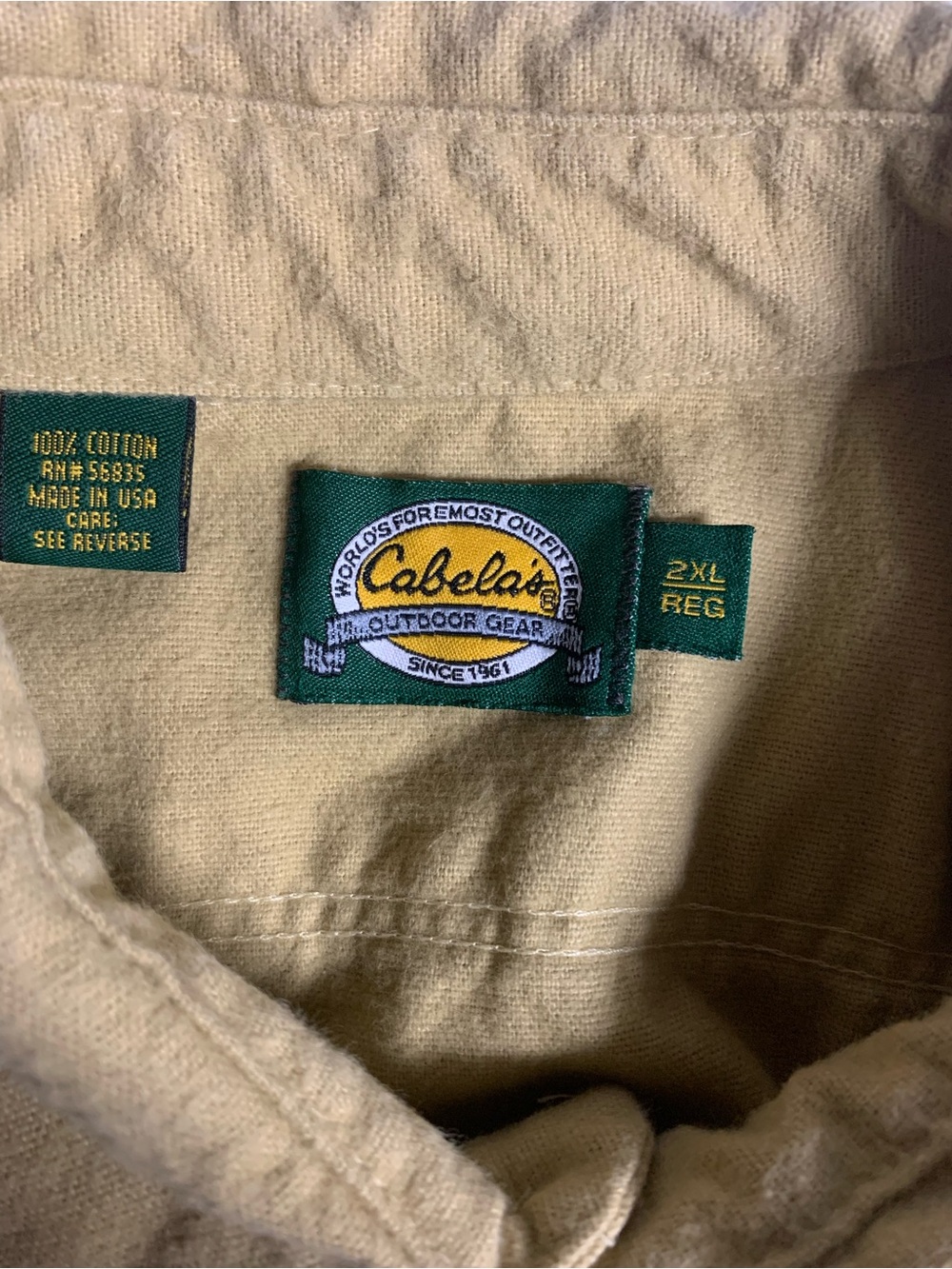 Cabela's Tan Cotton Button-Up Shirt 2XL
